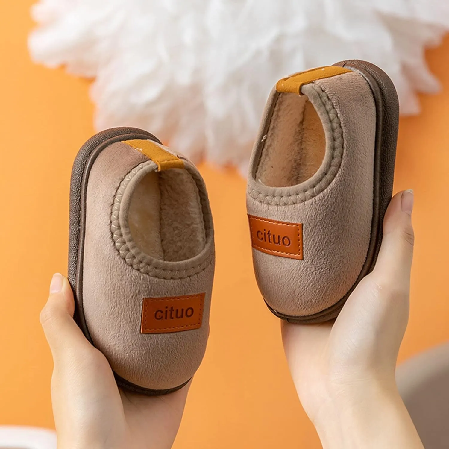 Fleece Shoes Baby Childrens Girl Cotton Shoes Solid Color Fashion Soft Sole Winter Warm Indoor Non Slip Cotton Shoes Lace up Sandals Baby Girl