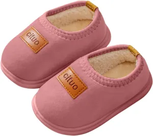 Fleece Shoes Baby Childrens Girl Cotton Shoes Solid Color Fashion Soft Sole Winter Warm Indoor Non Slip Cotton Shoes Lace up Sandals Baby Girl