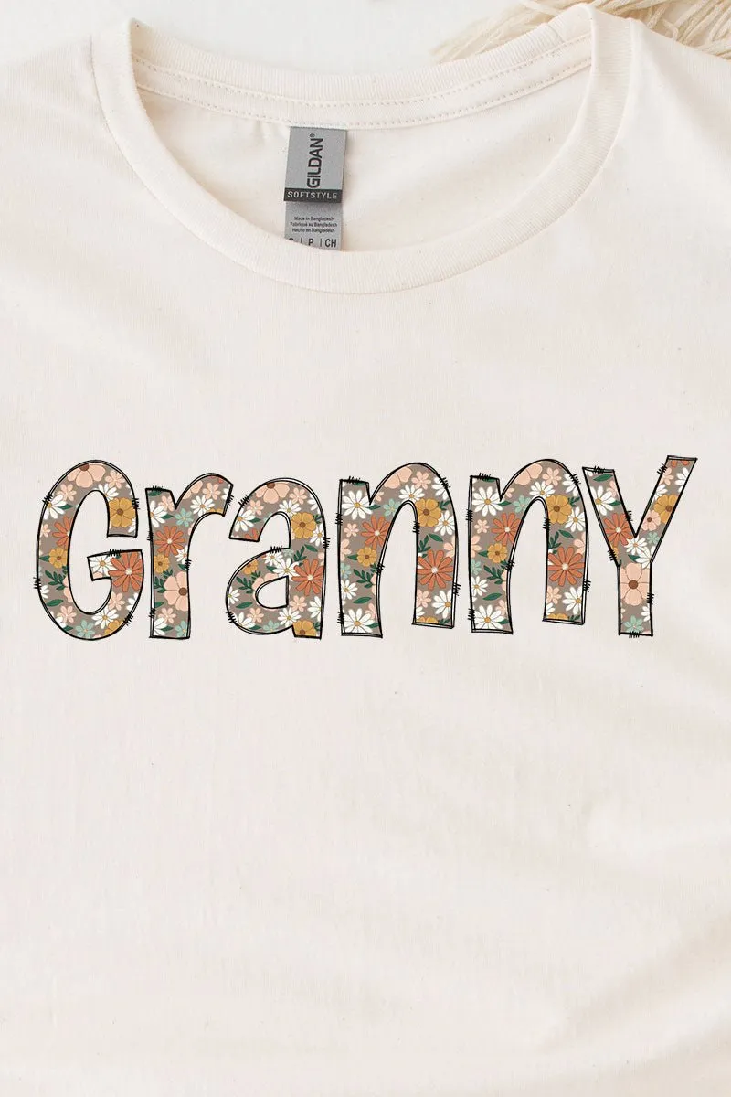 Floral Boho Granny Short Sleeve Relaxed Fit T-Shirt