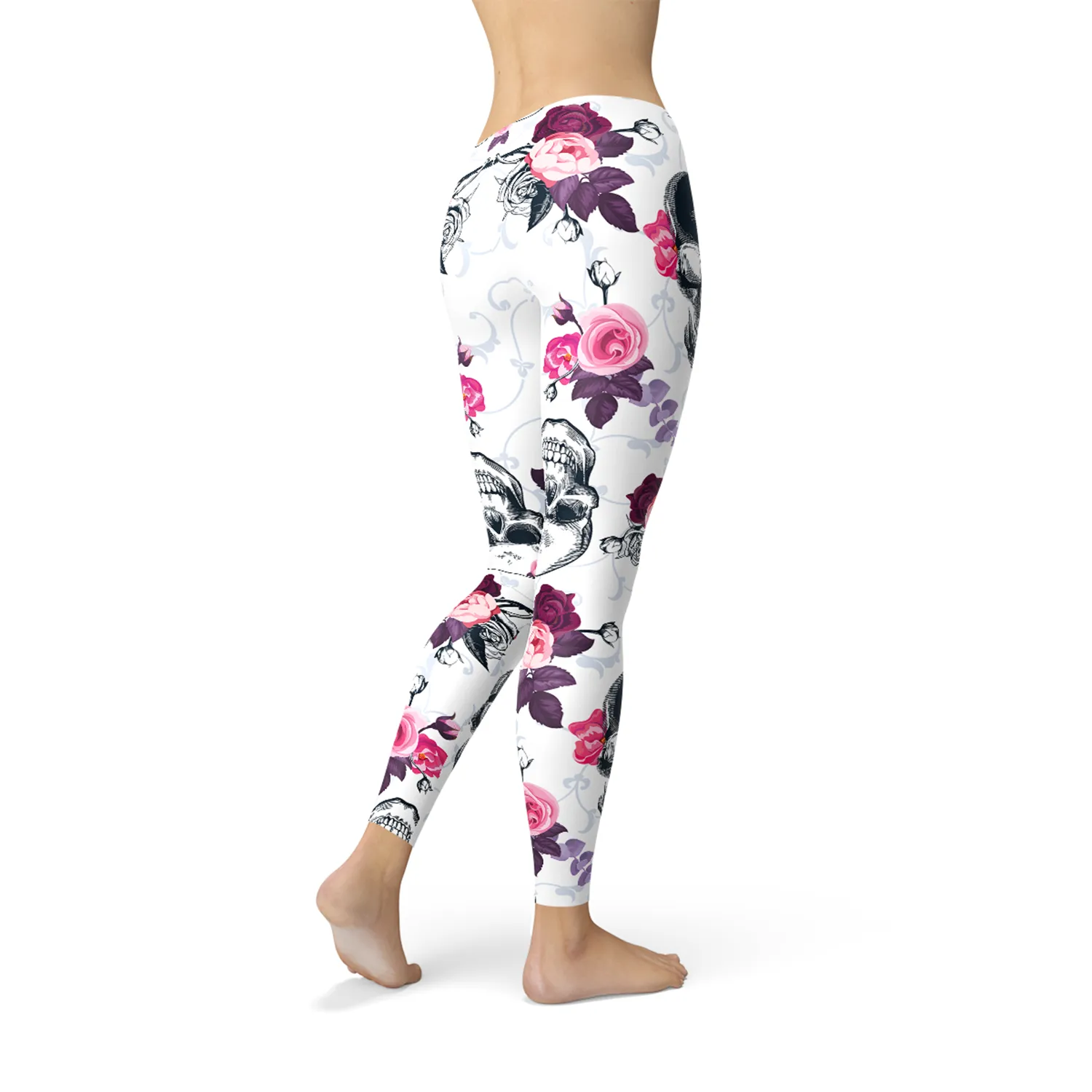 Floral Skull Fusion Women's Active Leggings