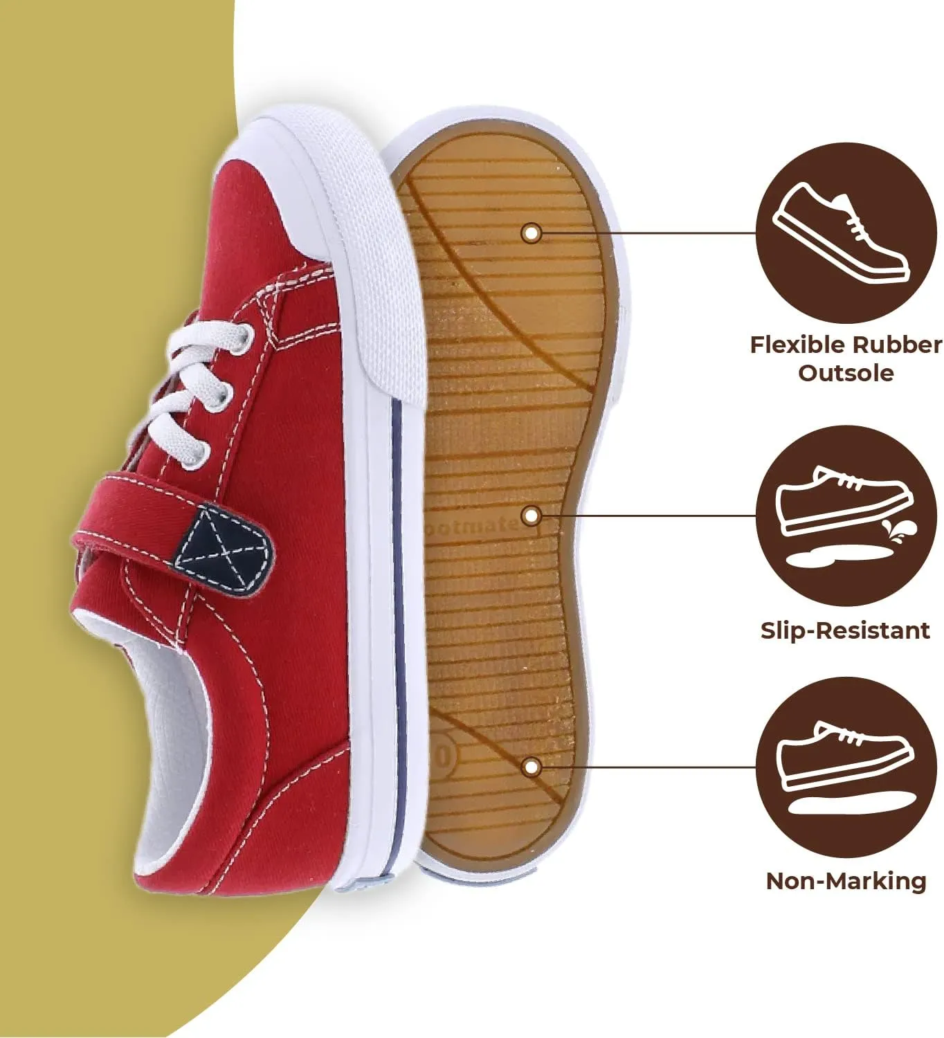 FOOTMATES Jordan Strap Canvas Flats Boys and Girls Shoes - Tennis Sneakers w/Wide Toe Box, Custom-Fit Insoles, Vulcanized Outsoles - for Infants, Toddlers, Little Kids, Ages 0-8
