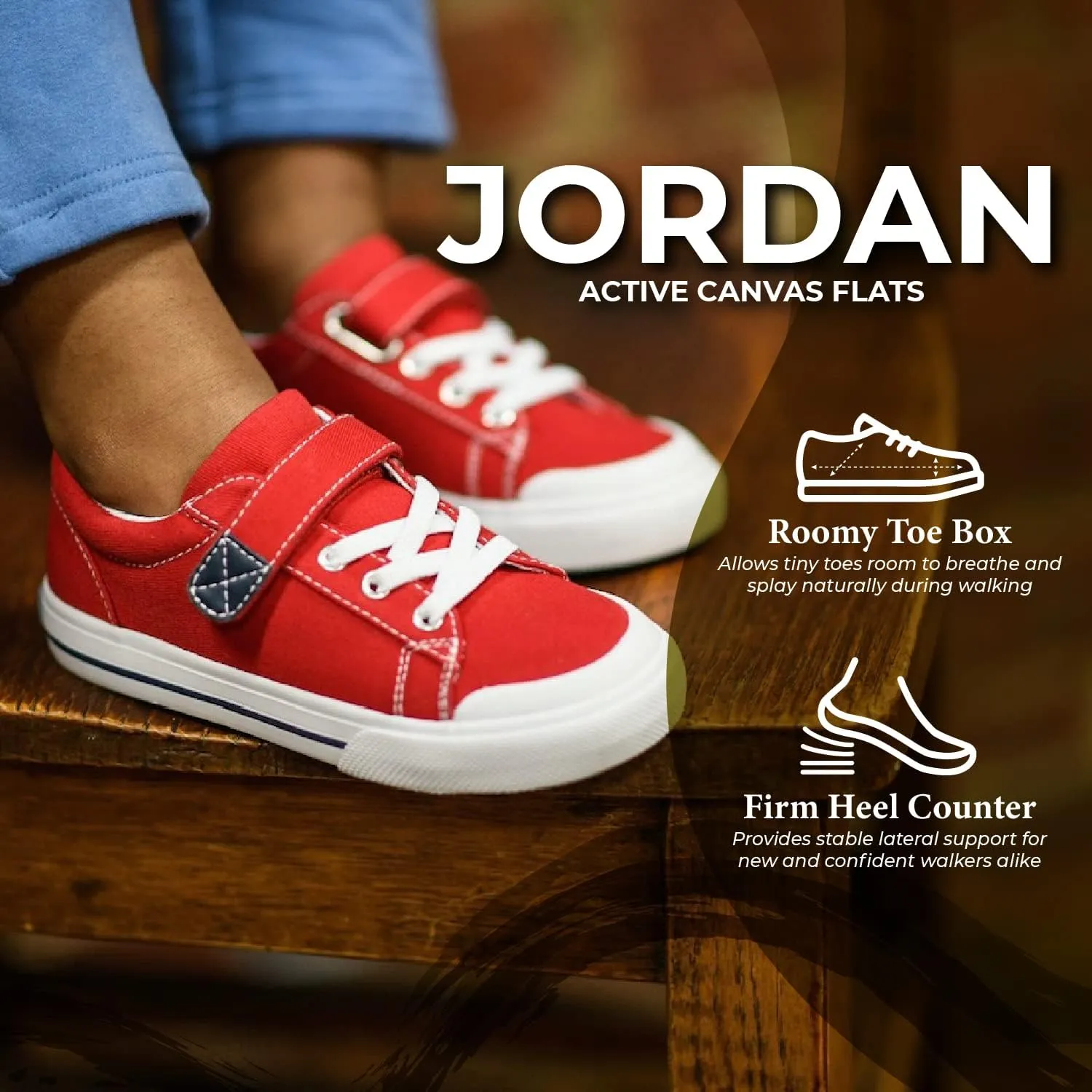 FOOTMATES Jordan Strap Canvas Flats Boys and Girls Shoes - Tennis Sneakers w/Wide Toe Box, Custom-Fit Insoles, Vulcanized Outsoles - for Infants, Toddlers, Little Kids, Ages 0-8