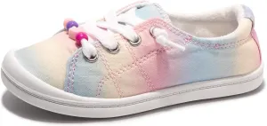FUNKYMONKEY Girls Canvas Sneakers Lace up Lightweight Casual School Shoes for Toddler/Little Kids