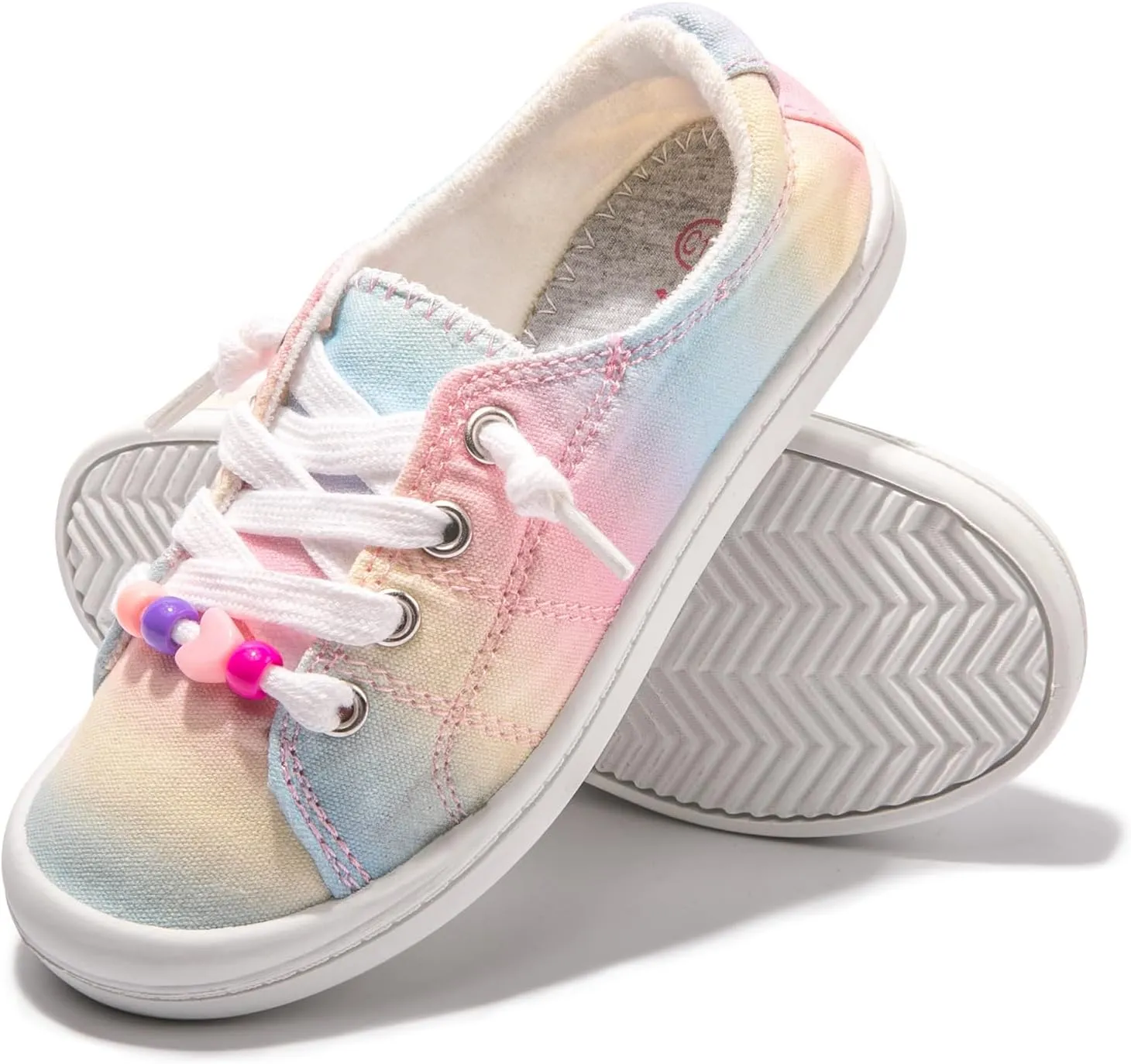 FUNKYMONKEY Girls Canvas Sneakers Lace up Lightweight Casual School Shoes for Toddler/Little Kids