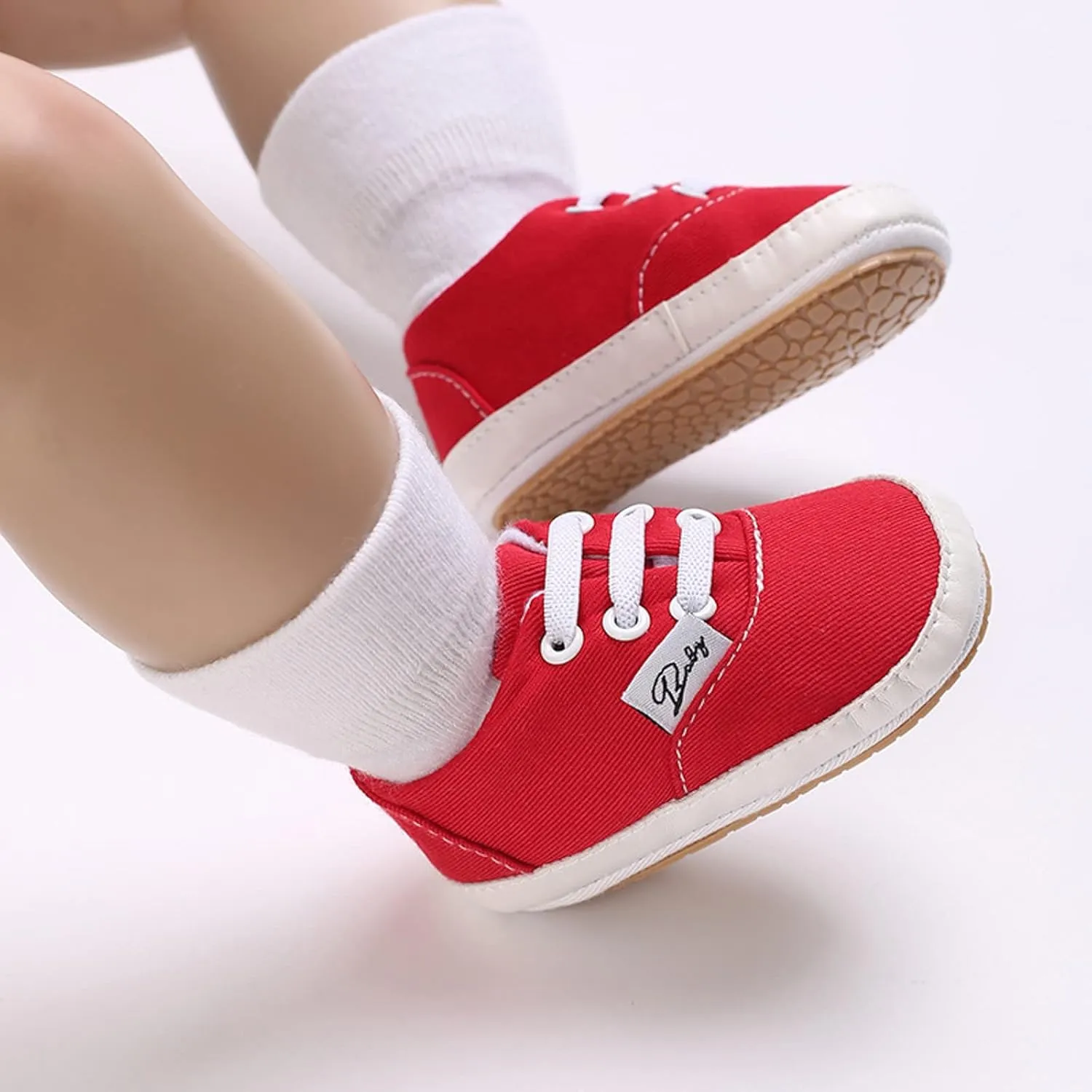 Girls Cheer Shoes Baby Girls Boys Shoes Soft Anti-Slip Sole Newborn First Walkes High Top Canvas Denim Unisex Infant