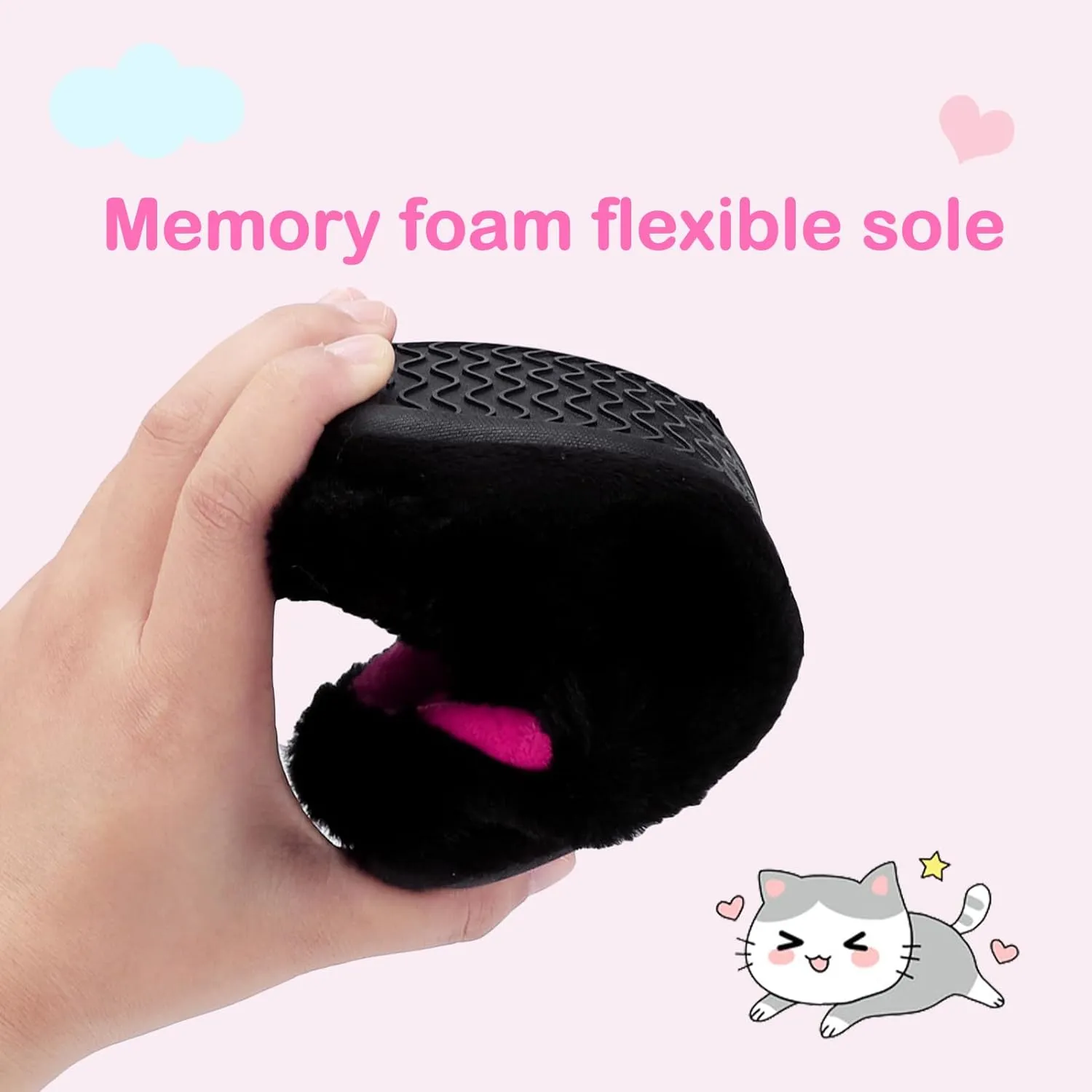 Girls Cute Animal Slippers for Toddler Kids Fuzzy Slip-on House Shoes Warm Fluffy Plush Indoor Home Slippers