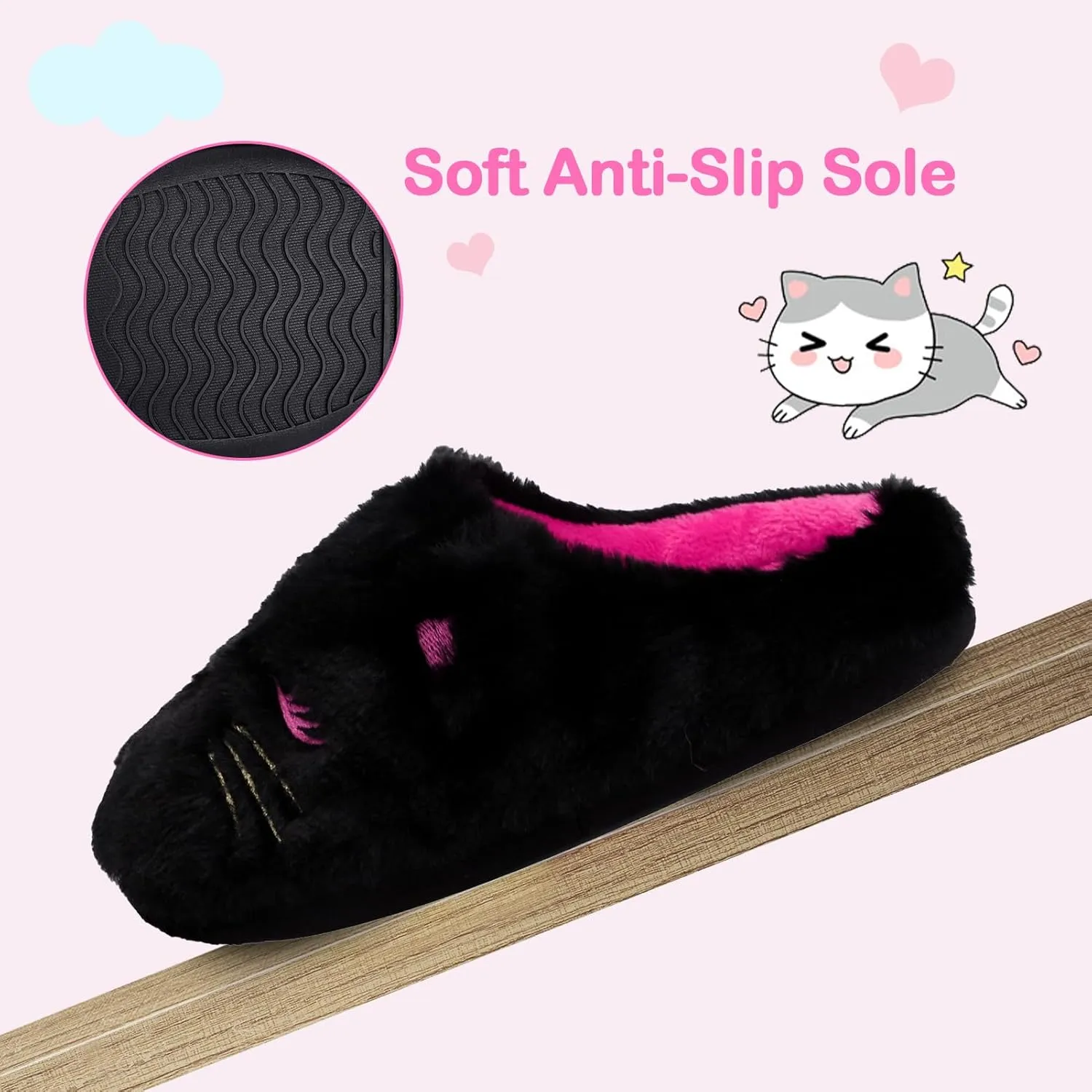 Girls Cute Animal Slippers for Toddler Kids Fuzzy Slip-on House Shoes Warm Fluffy Plush Indoor Home Slippers