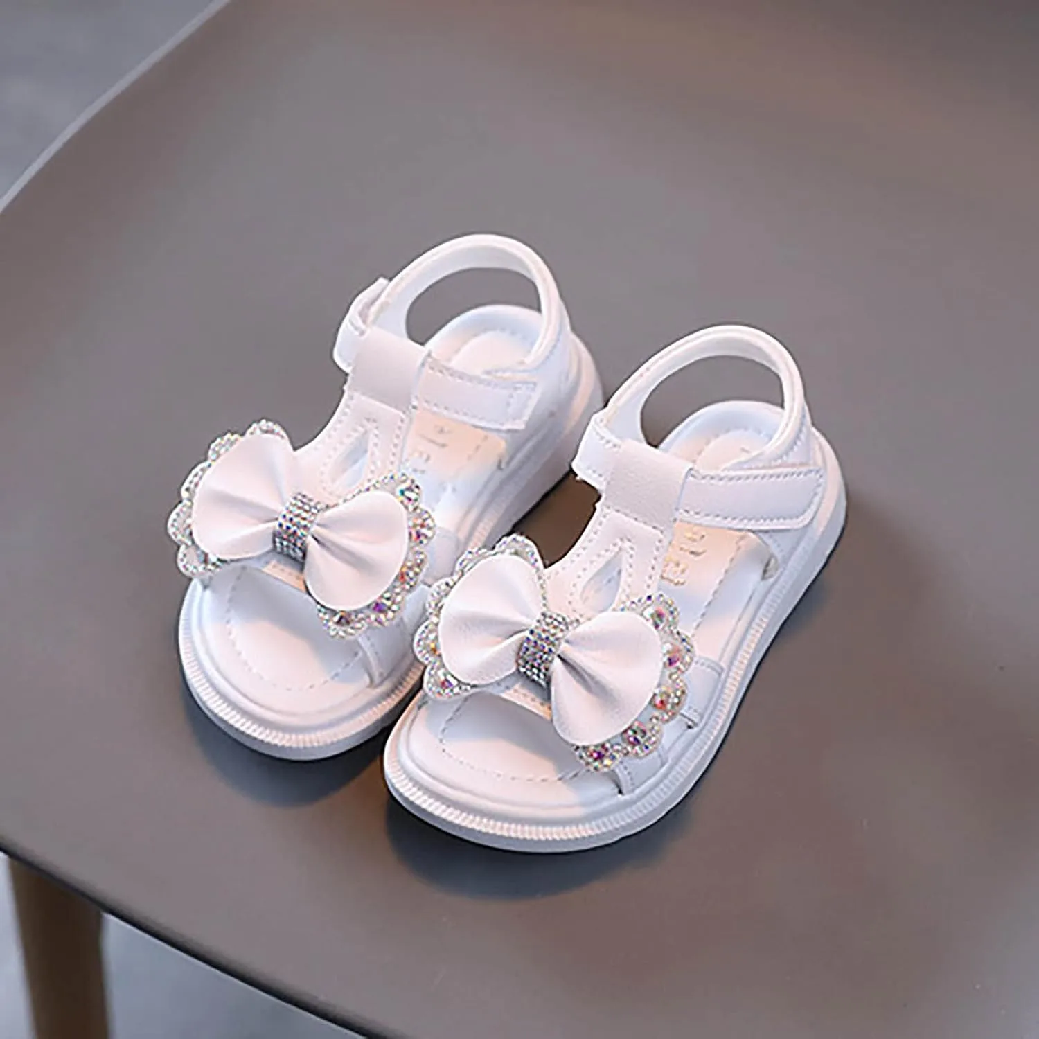 Girls Kids Foam Wide Sandals Bow Sequins Summer Slip On Shoes Casual Trendy Shower Baby Toddler First Walking Sandals