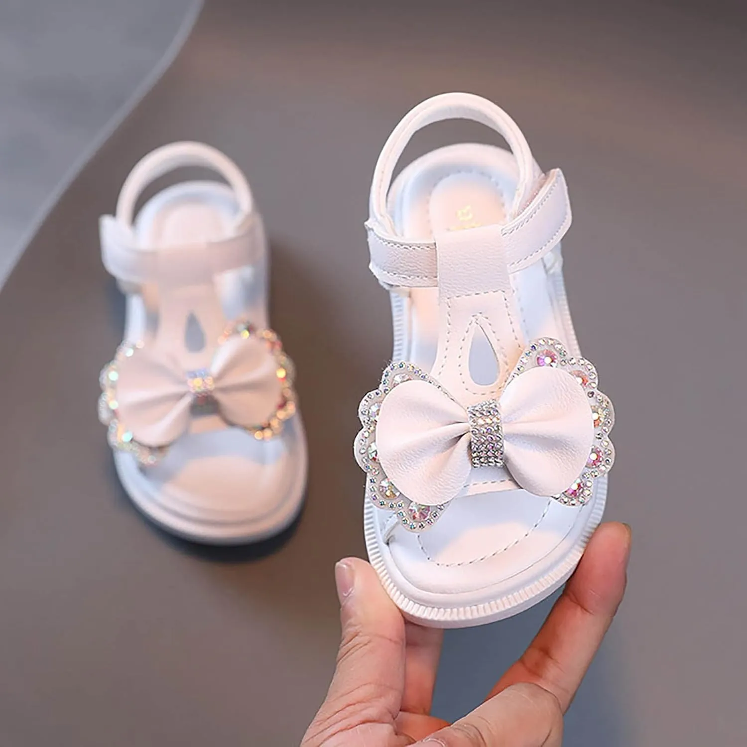 Girls Kids Foam Wide Sandals Bow Sequins Summer Slip On Shoes Casual Trendy Shower Baby Toddler First Walking Sandals