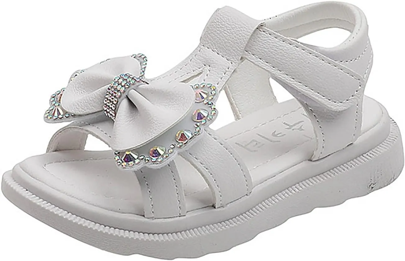 Girls Kids Foam Wide Sandals Bow Sequins Summer Slip On Shoes Casual Trendy Shower Baby Toddler First Walking Sandals