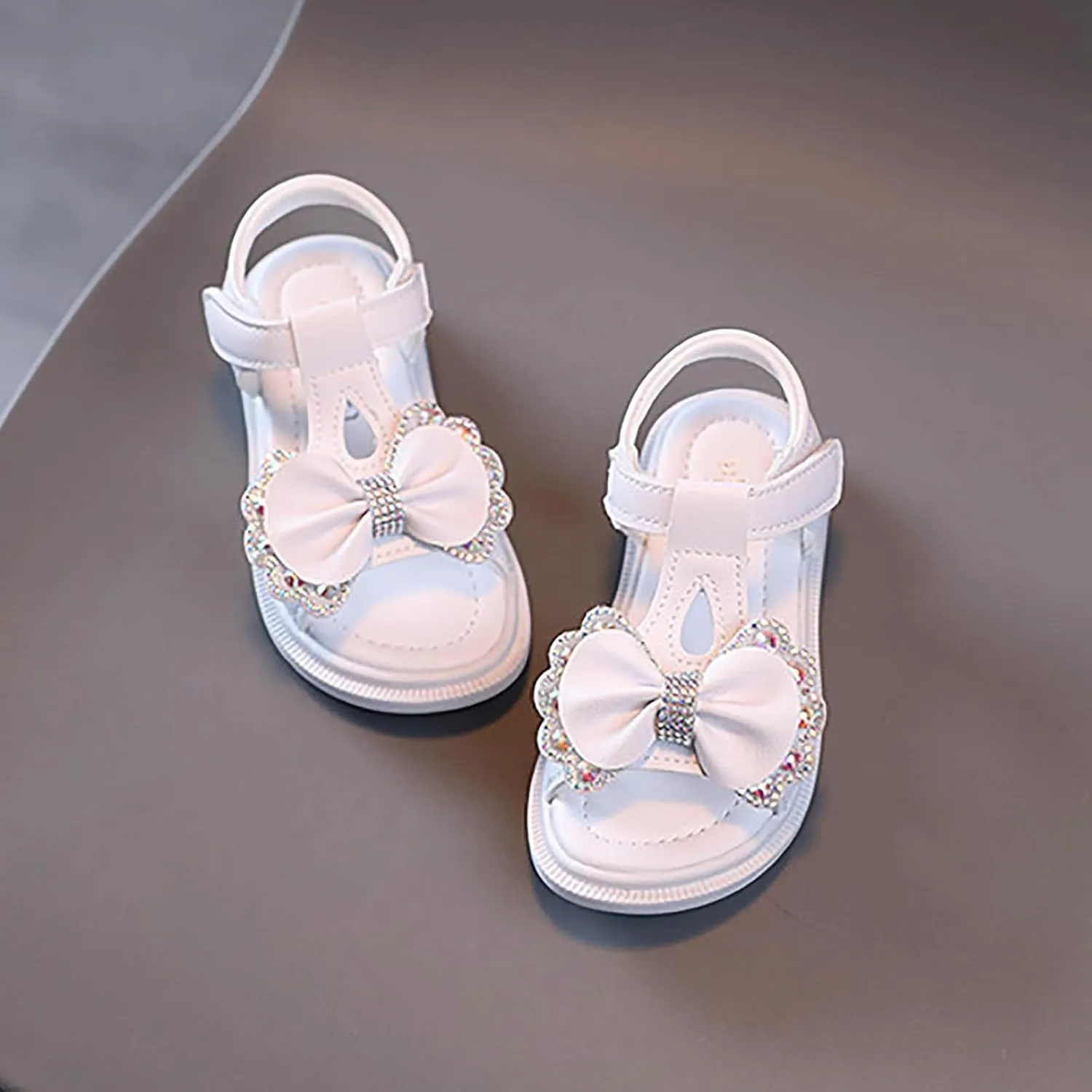Girls Kids Foam Wide Sandals Bow Sequins Summer Slip On Shoes Casual Trendy Shower Baby Toddler First Walking Sandals