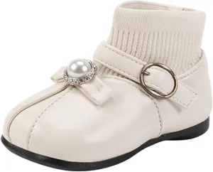 Girls Leather Ankle Boots Waterproof Low Calf Boots Autumn Winter Short Boots Soft Sole Low Heel Boot For Toddle