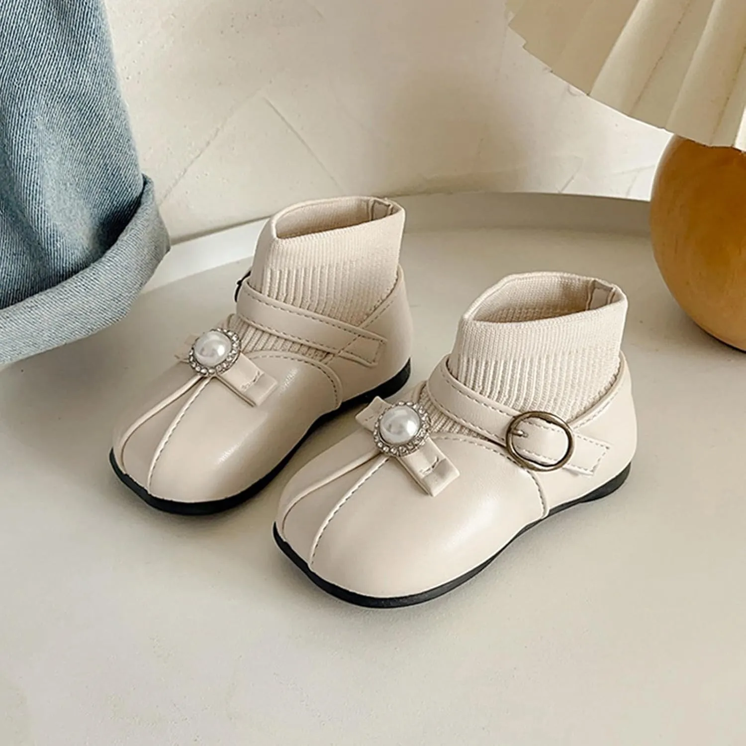 Girls Leather Ankle Boots Waterproof Low Calf Boots Autumn Winter Short Boots Soft Sole Low Heel Boot For Toddle