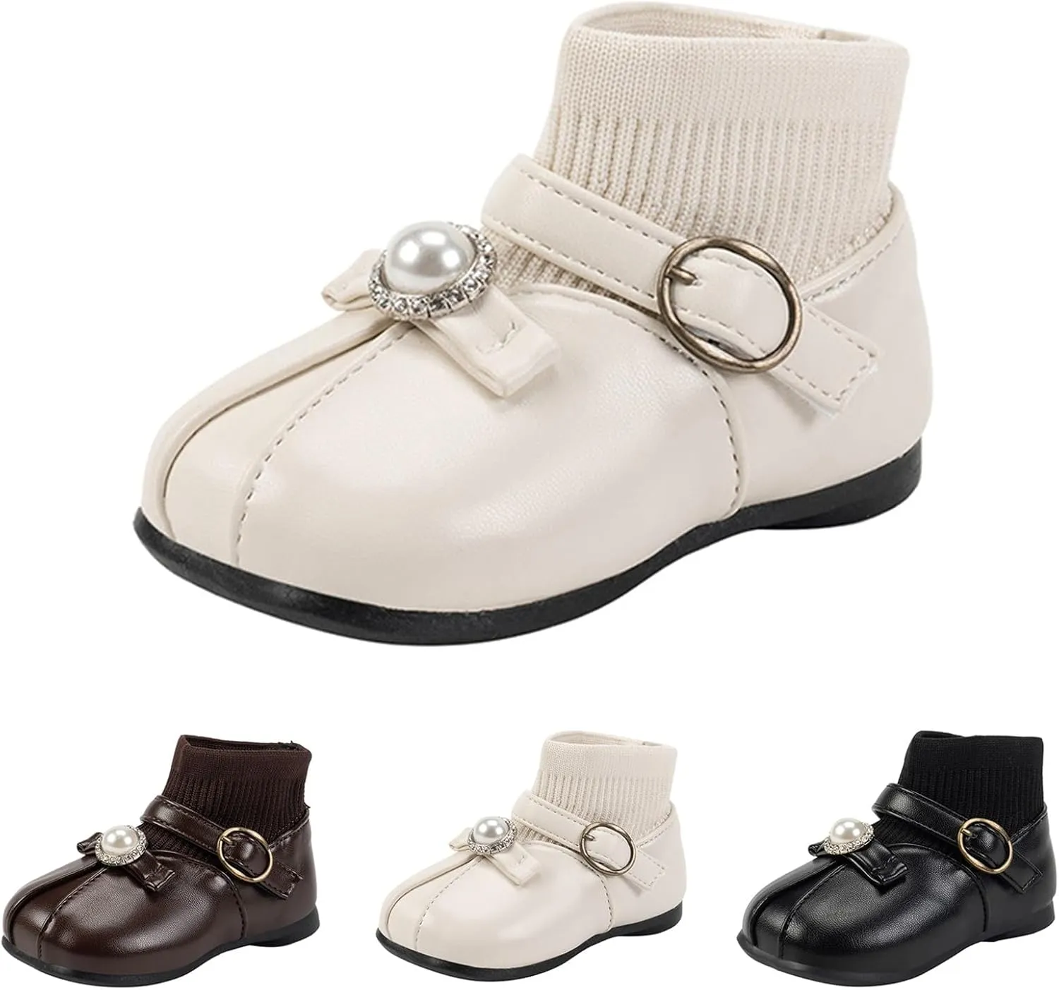 Girls Leather Ankle Boots Waterproof Low Calf Boots Autumn Winter Short Boots Soft Sole Low Heel Boot For Toddle