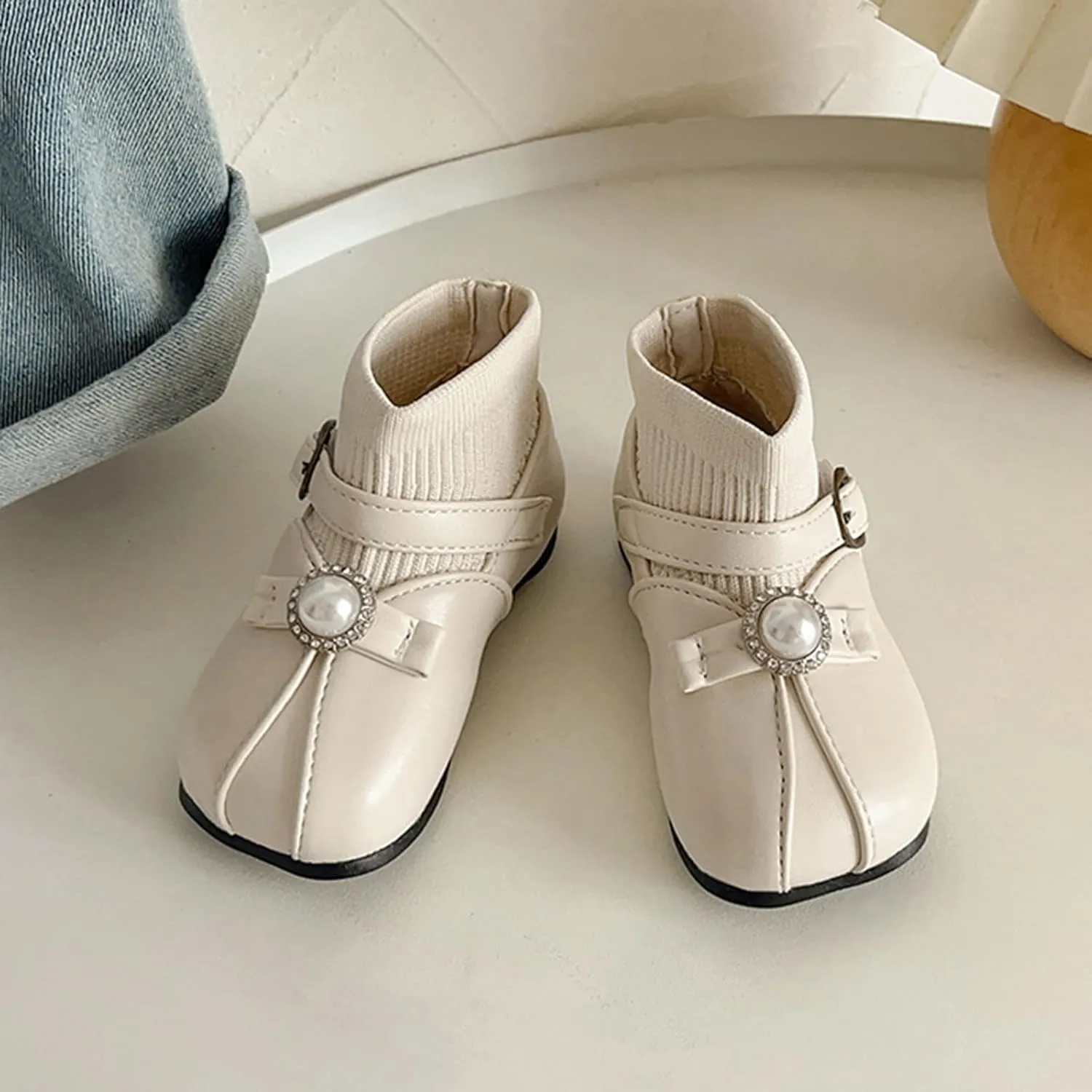 Girls Leather Ankle Boots Waterproof Low Calf Boots Autumn Winter Short Boots Soft Sole Low Heel Boot For Toddle