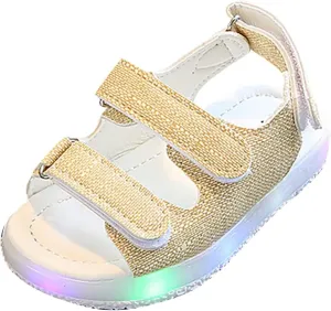 Girls LED Light Up Sandals, Slip On aterproof Adjustable Strap Open Toe Water Shoes for Toddler/ittle Kids