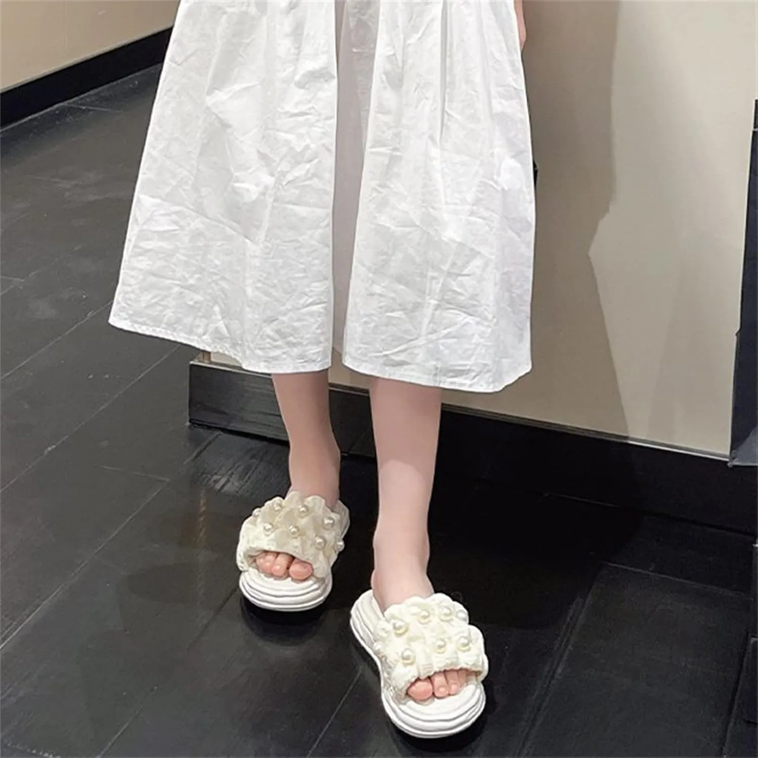 Girls PU Sandals Summer Outdoor Closed Toe Soft Rubber Sole Beach Water Shoes Dress Princess Slides for Girls Size 6
