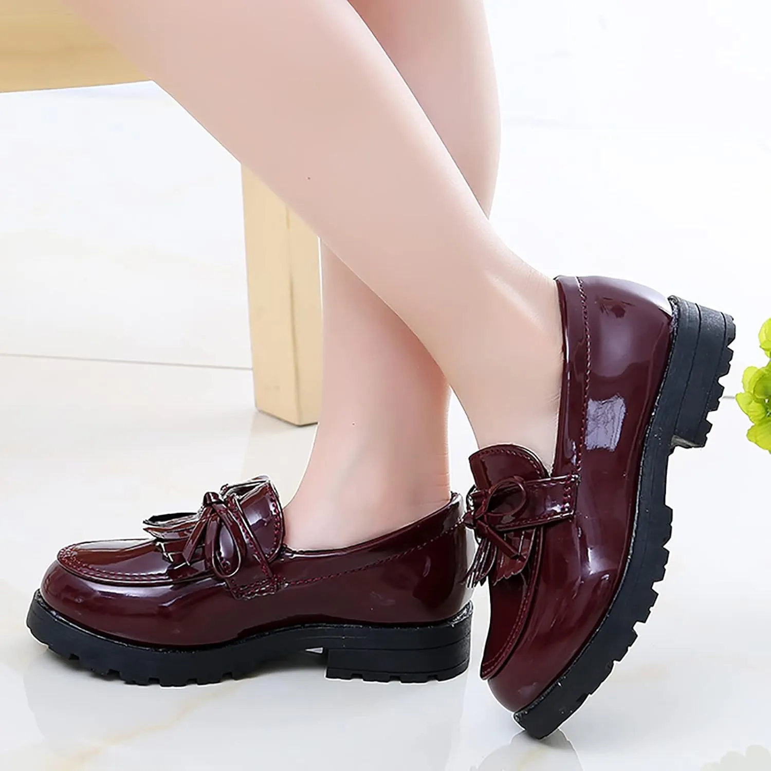 Girls Shoes Size 8 Girls Slip On Leather Loafer Tassel Bow School Dress Shoes for Girls 4t Tennis Shoes Girls