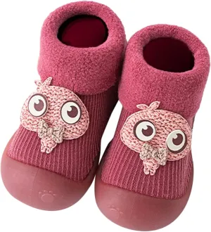 Girls Water Shoes, Kids Toddler Baby Boys Girls Solid Warm Knit Soft Sole Rubber Shoes Socks Slipper Stocking