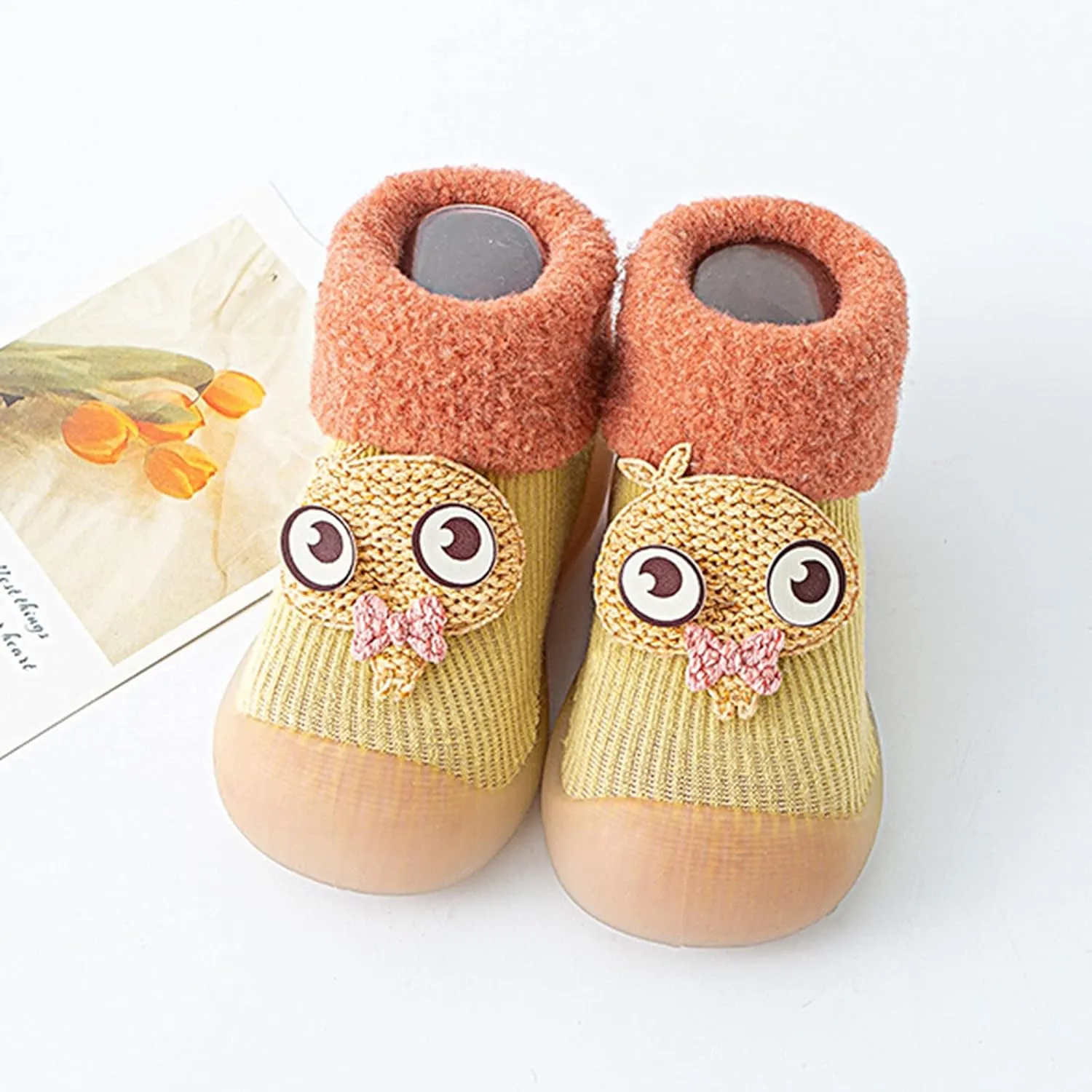 Girls Water Shoes, Kids Toddler Baby Boys Girls Solid Warm Knit Soft Sole Rubber Shoes Socks Slipper Stocking