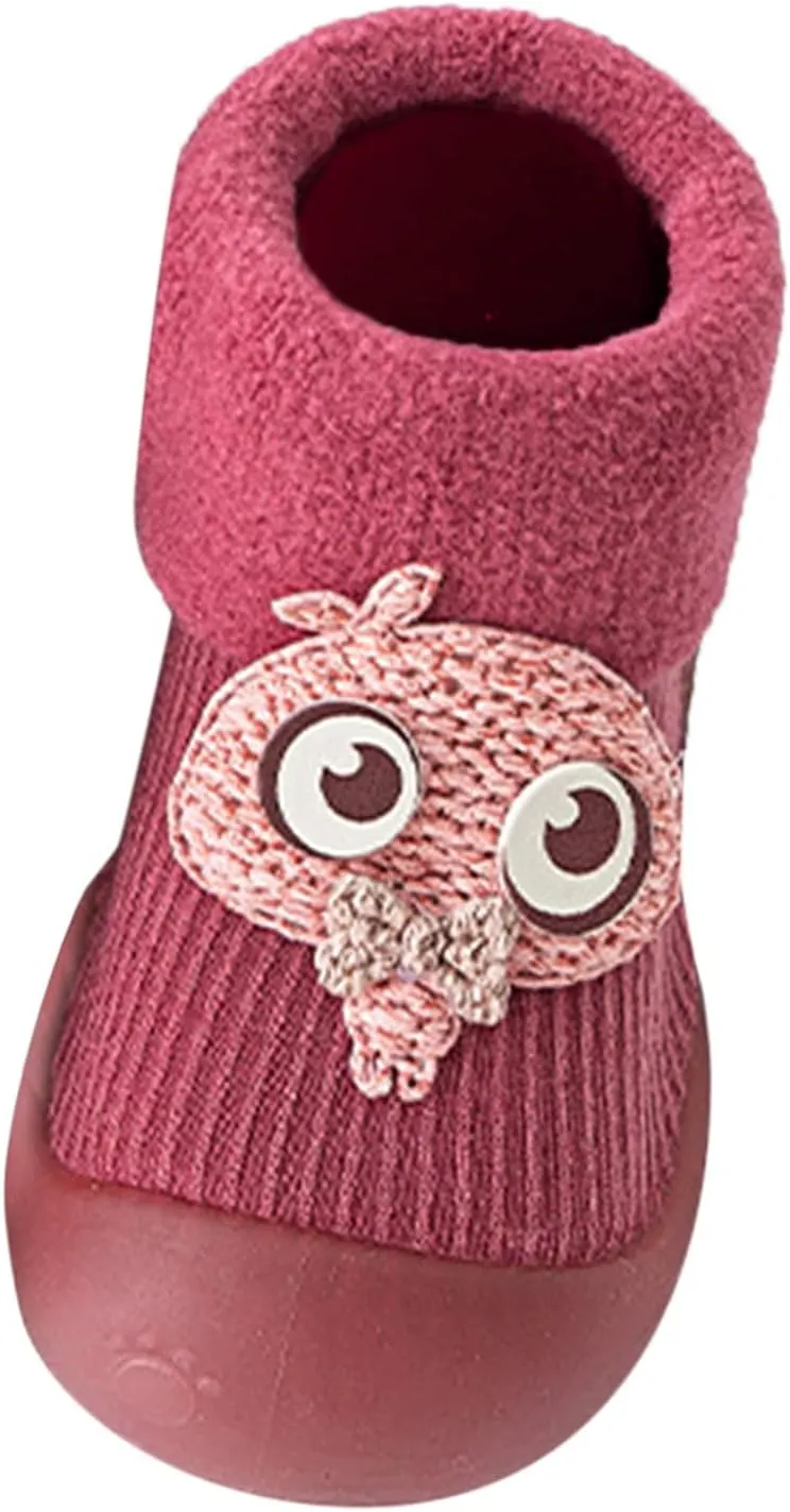 Girls Water Shoes, Kids Toddler Baby Boys Girls Solid Warm Knit Soft Sole Rubber Shoes Socks Slipper Stocking