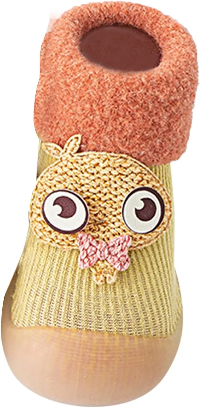 Girls Water Shoes, Kids Toddler Baby Boys Girls Solid Warm Knit Soft Sole Rubber Shoes Socks Slipper Stocking