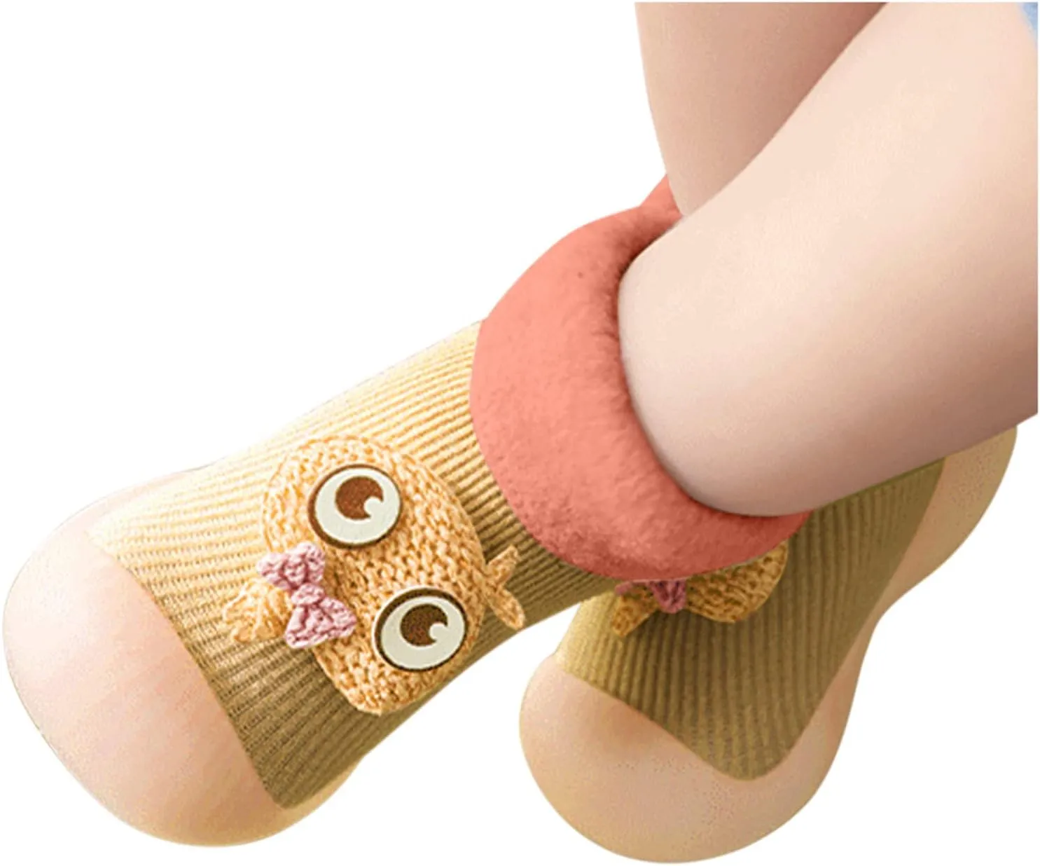 Girls Water Shoes, Kids Toddler Baby Boys Girls Solid Warm Knit Soft Sole Rubber Shoes Socks Slipper Stocking