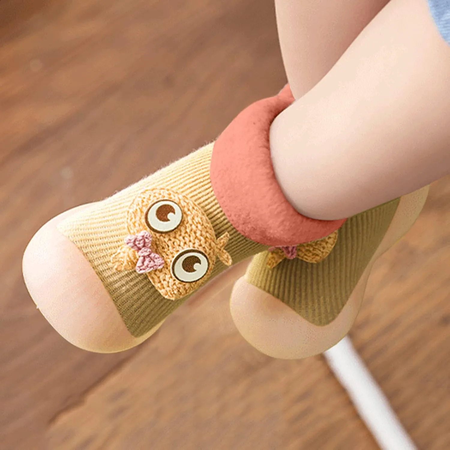 Girls Water Shoes, Kids Toddler Baby Boys Girls Solid Warm Knit Soft Sole Rubber Shoes Socks Slipper Stocking