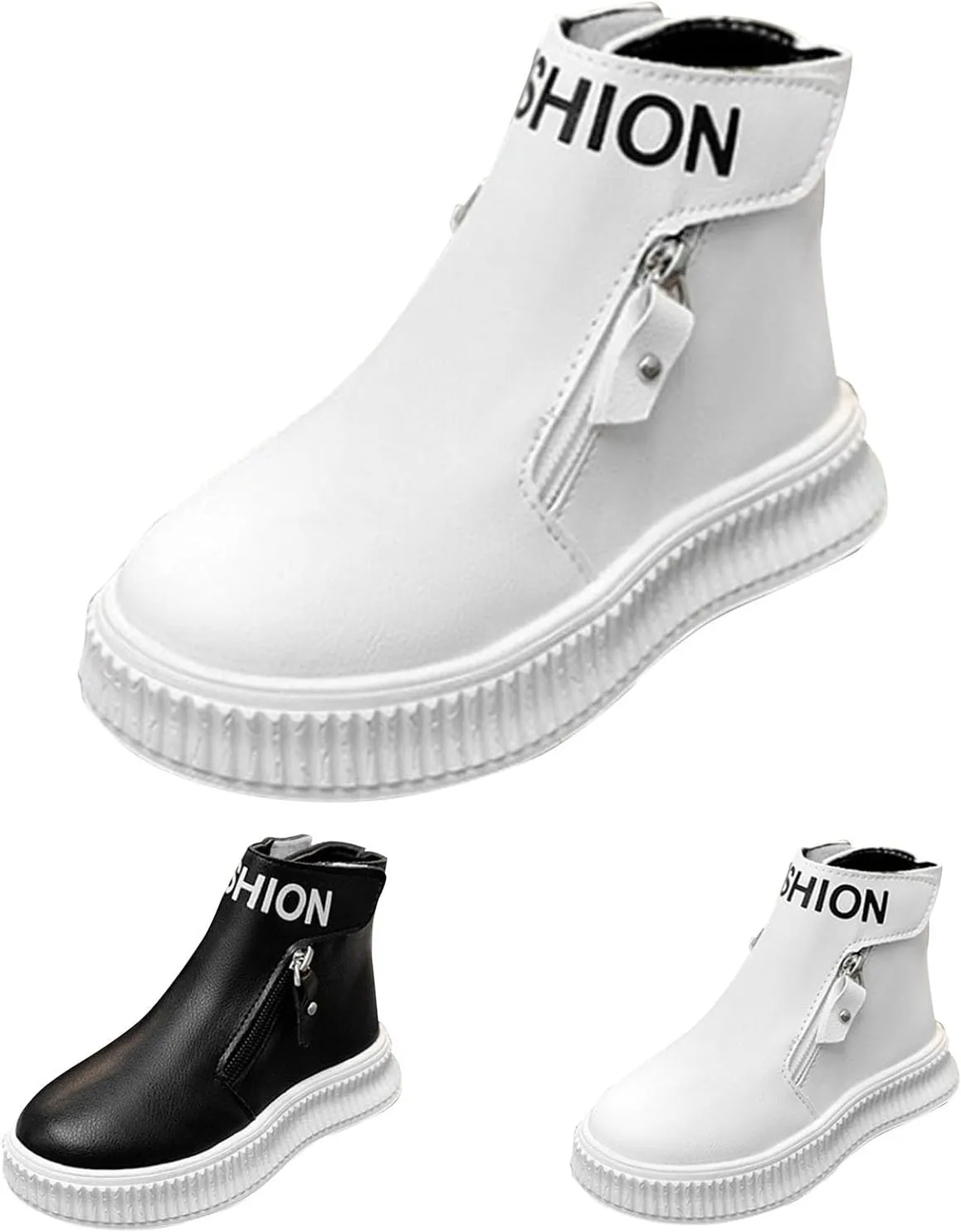 Girls Wedge Platform Booties PU Leather Water Proof Fashion Sneakers Soft Sole Breathable Casual Working Shoes