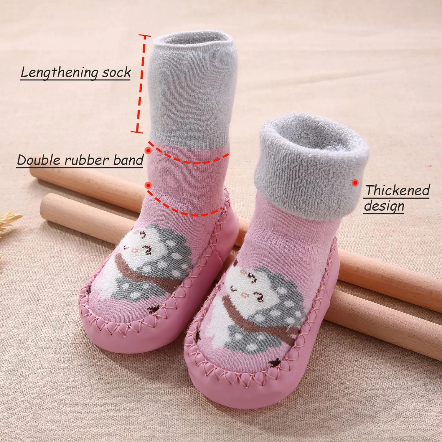 Happy Cherry 3 Pairs Baby Cotton Shoes Socks Anti-slip Cartoon Socks