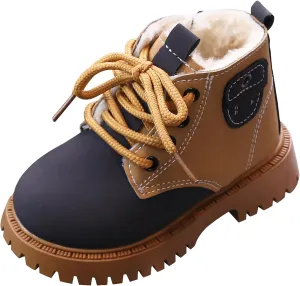 Happy Cherry Infant Boots Boy Autumn Winter Comfort Boots Lace-Up Work Boots High Top Ankle Shoes for Baby Girls