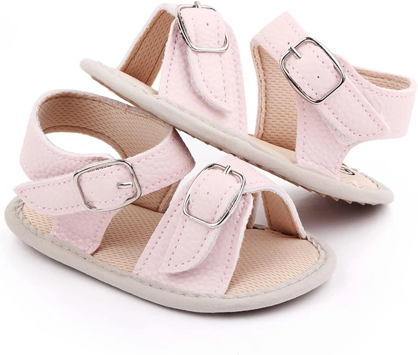 Infant Baby Girls Boys Sandals Crib Shoes Toddler PU Leather Flower Soft Rubber Sole Dress Flats First Walker Shoes