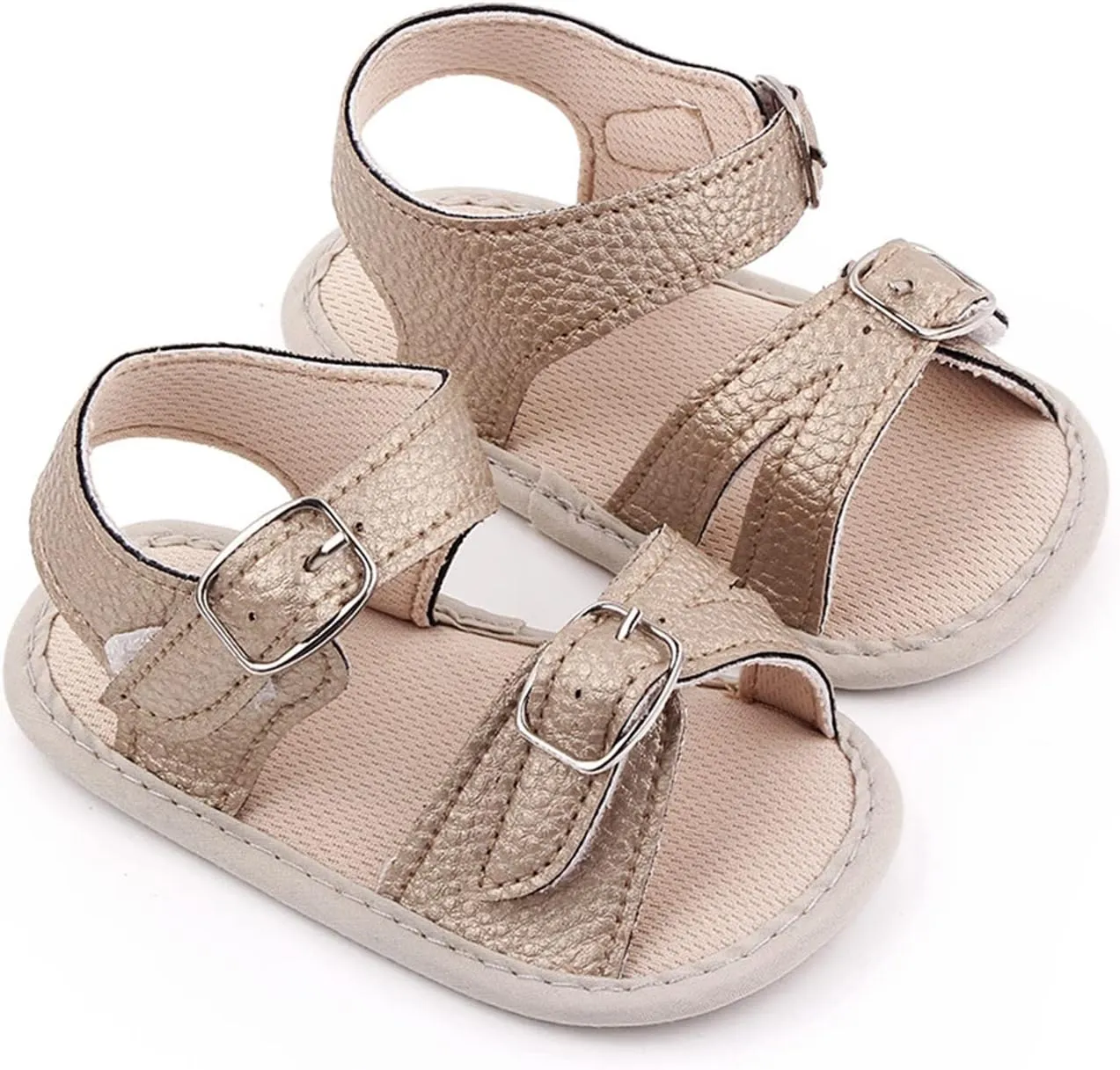 Infant Baby Girls Boys Sandals Crib Shoes Toddler PU Leather Flower Soft Rubber Sole Dress Flats First Walker Shoes