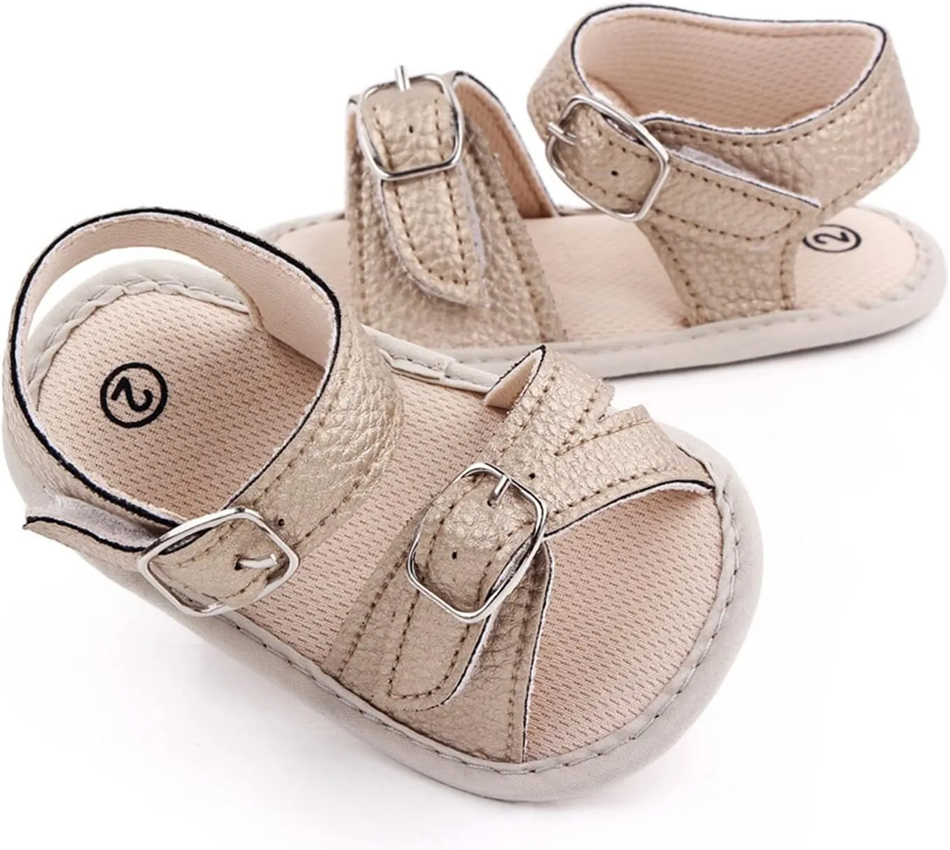 Infant Baby Girls Boys Sandals Crib Shoes Toddler PU Leather Flower Soft Rubber Sole Dress Flats First Walker Shoes