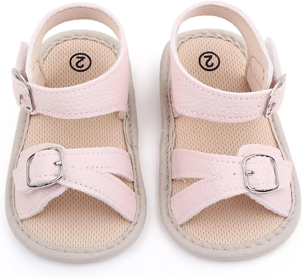 Infant Baby Girls Boys Sandals Crib Shoes Toddler PU Leather Flower Soft Rubber Sole Dress Flats First Walker Shoes