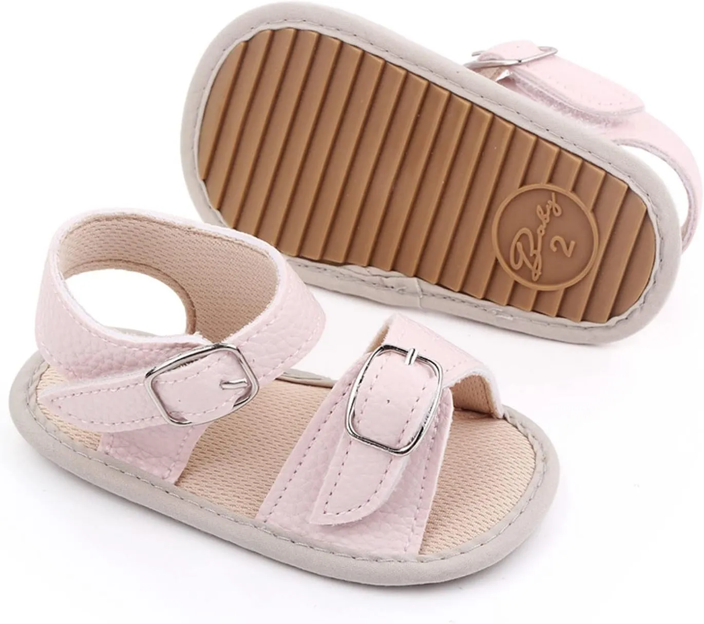 Infant Baby Girls Boys Sandals Crib Shoes Toddler PU Leather Flower Soft Rubber Sole Dress Flats First Walker Shoes
