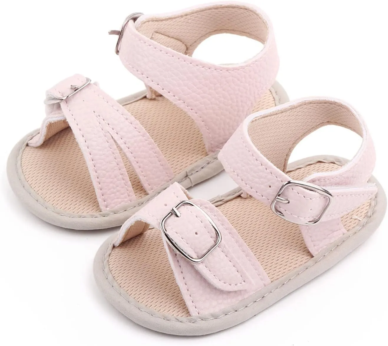 Infant Baby Girls Boys Sandals Crib Shoes Toddler PU Leather Flower Soft Rubber Sole Dress Flats First Walker Shoes