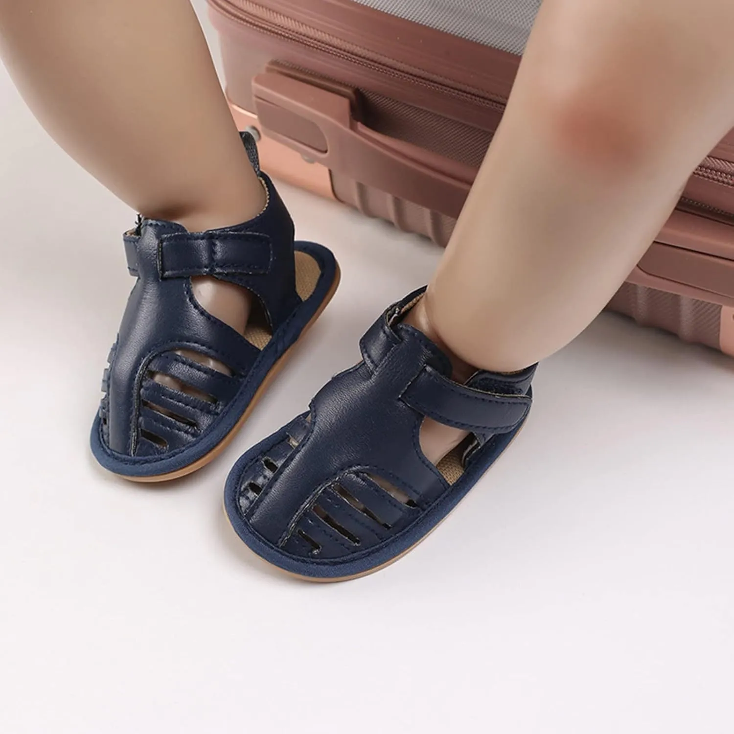 Infant Baby Girls Sandals Solid PU Leather Soft Anti-Slip Rubber Sole Toddler Breathable First Walkers Crib Shoes
