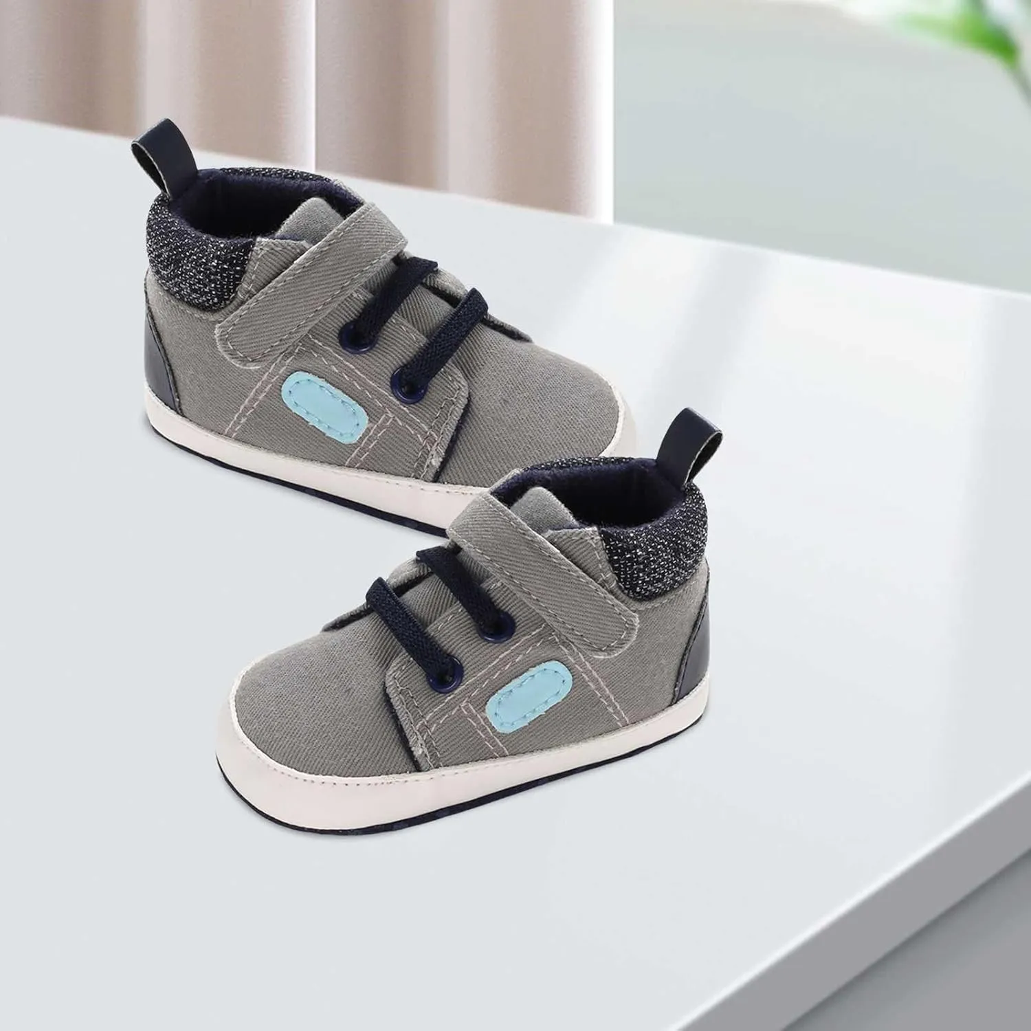 Infant Baby High Top Sneakers Soft Soles Anti Slip Ankle Shoes Prewalker Lightweight First Walking rib Shoes