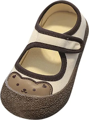 Infant Baby Toddler Kids Shoes Cute Cartoon Pattern Toe and PVC Comfortable Soft Sole Baby Daily Home (Brown, 6 Infant)
