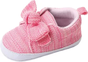 Infant Girls Single Shoes Bowknot First Walkers Shoes Toddler Soft Bottom Breathable Princess Shoes Girls Shoes (Red, 12-18 Months)
