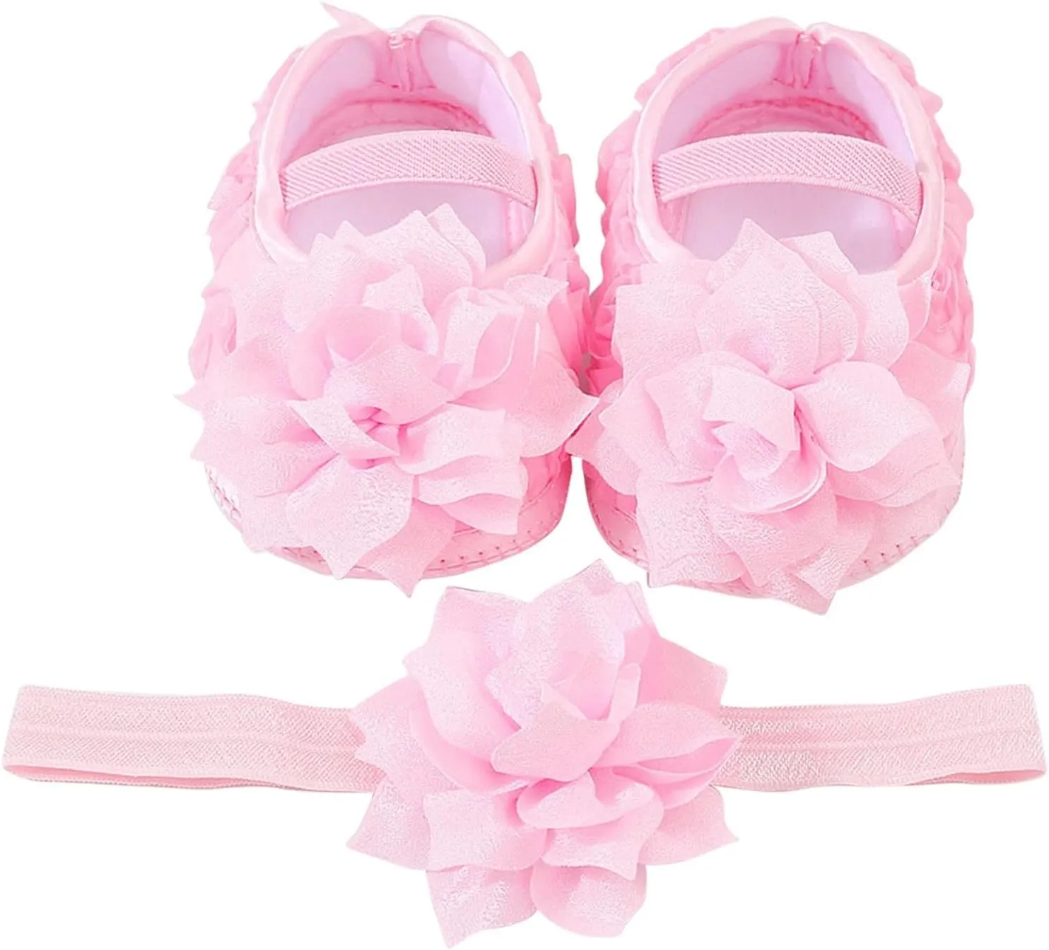 Infant Shoes Girls Baby Shoes Hairband Set 01 Year Old Baby Shoes 246 August Newborn Soft Sole Walking Shoes