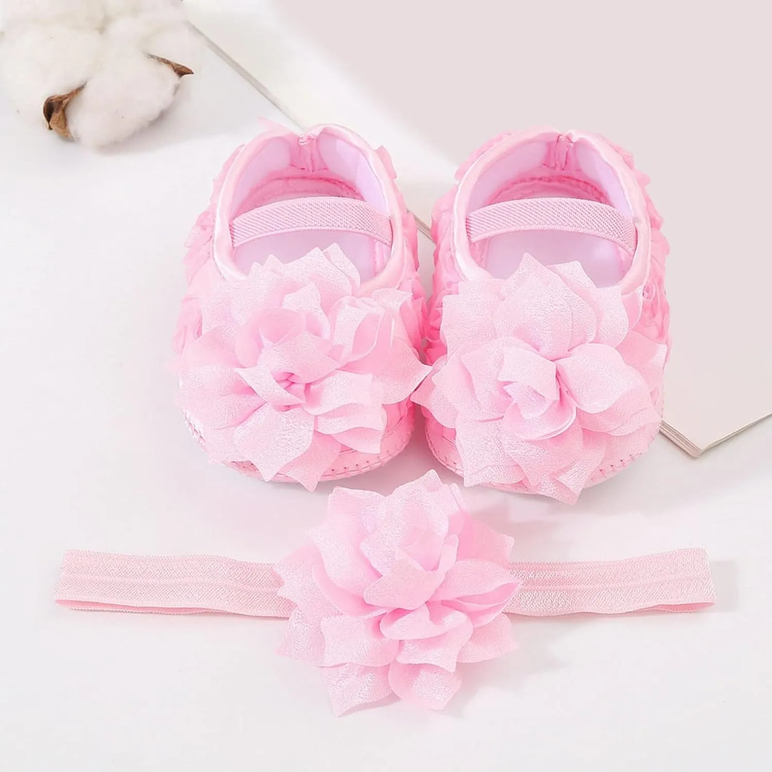 Infant Shoes Girls Baby Shoes Hairband Set 01 Year Old Baby Shoes 246 August Newborn Soft Sole Walking Shoes