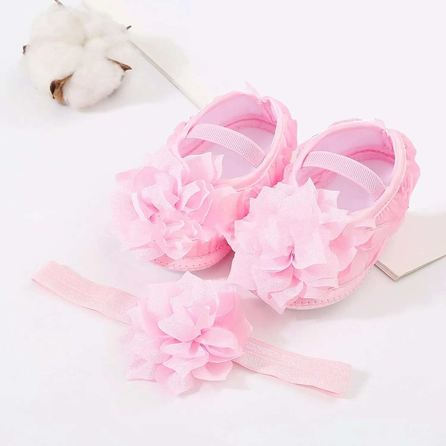 Infant Shoes Girls Baby Shoes Hairband Set 01 Year Old Baby Shoes 246 August Newborn Soft Sole Walking Shoes