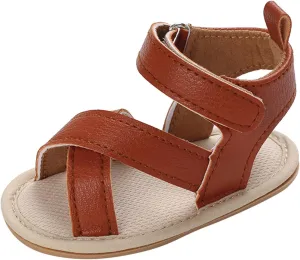 Infant Toddler Baby Girls Boys Shoes Sandals First Walkers Prewalkers Non-Slip Soft Sole Flat Shoes (Brown, 4 Infant)