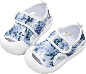 Infant Toddler Baby Girls Boys Shoes Sandals First Walking Shoes Soft Sole Breathable Flat Shoes (Blue, 6.5 Infant)