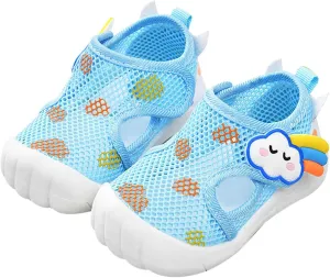 Infant Toddler Baby Girls Boys Shoes Sandals Newborn First Walkers Mesh Crib Shoes Breathable Soft Sole (Blue, 6 Infant)
