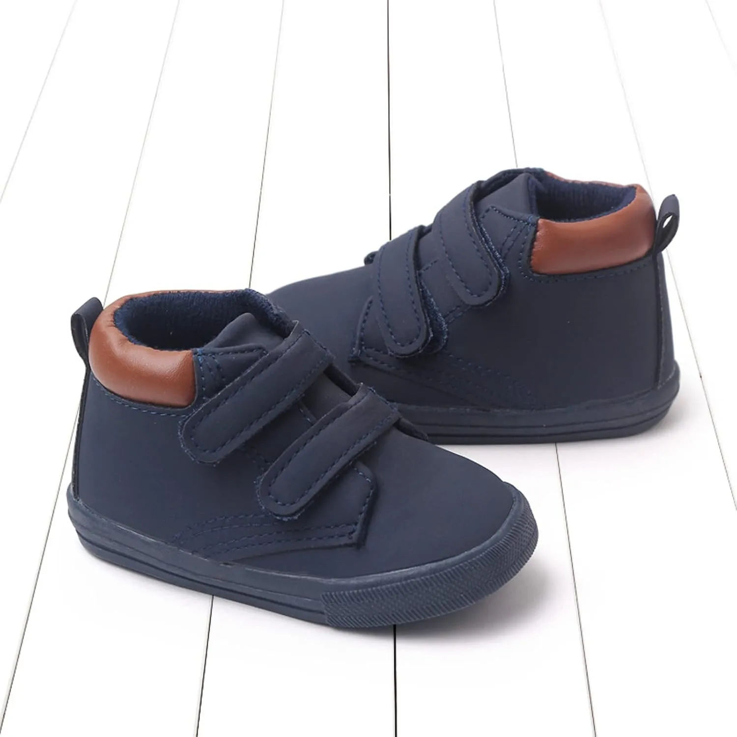 Infant Toddler Boys Girls Ankle Sneakers Baby PU Leather High Tops Soft Anti-Slip Sole First Walking Girl Rubber Shoes