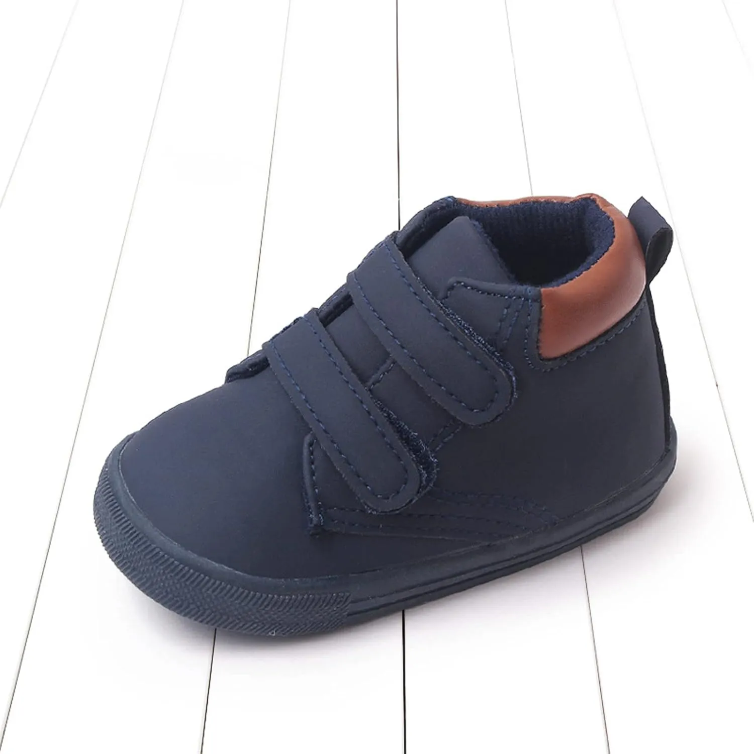 Infant Toddler Boys Girls Ankle Sneakers Baby PU Leather High Tops Soft Anti-Slip Sole First Walking Girl Rubber Shoes