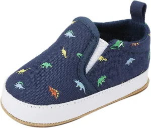 Infant Toddler Dinosaur Print Shoes Summer Outdoor Soft Flat Sole Slip On Non-Slip Canvas Shoes
